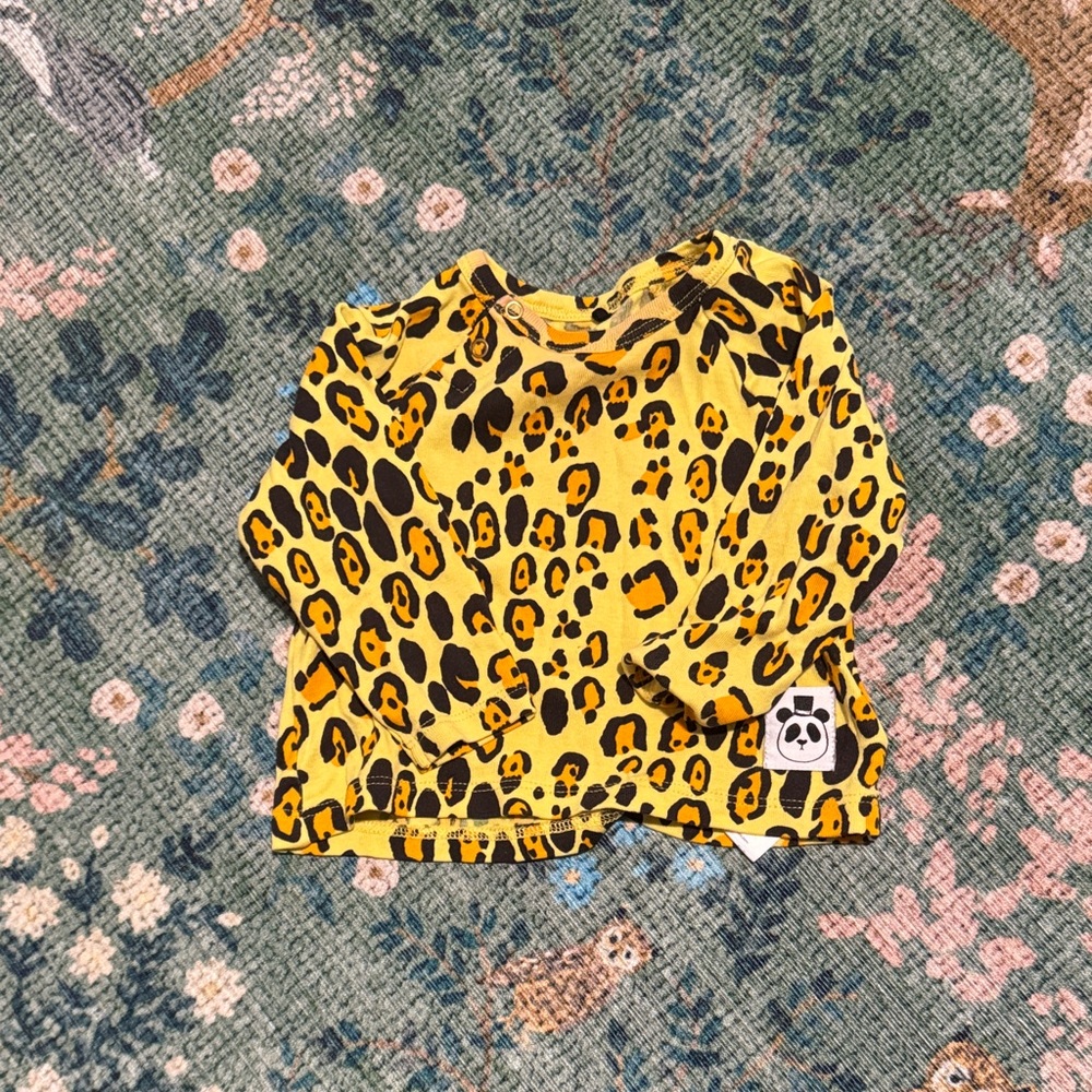 Mini Rodini Yellow Animal Print Long Sleeve Tee Baby